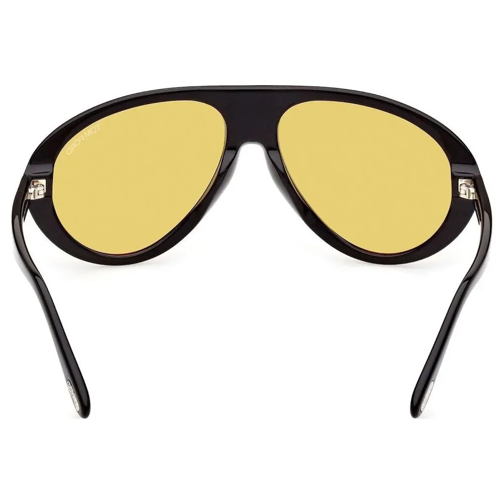 Tom Ford Black Acetate Sunglasses with Yellow Lenses